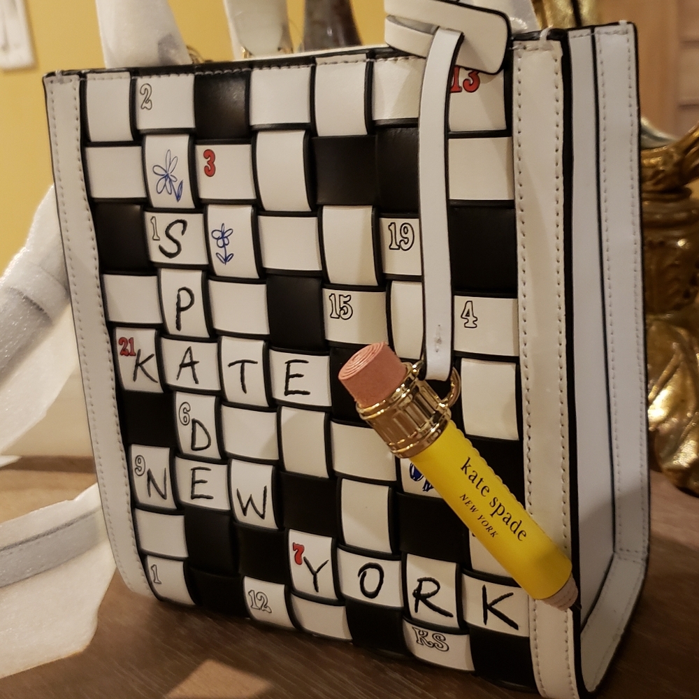 NWT! KATE SPADE MANHATTEN Crossword Puzzle Tote / Crossbody ( WORDPLAY ) - Picture 5 of 7